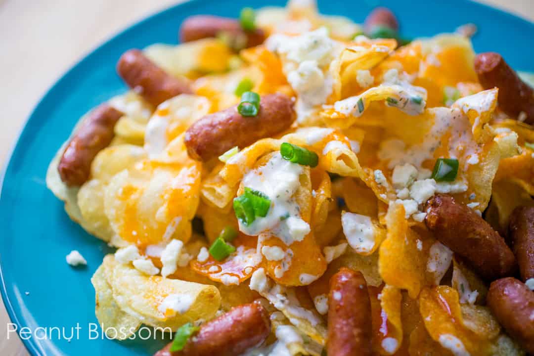 Buffalo blue cheese potato chips with Lit'l Smokies®