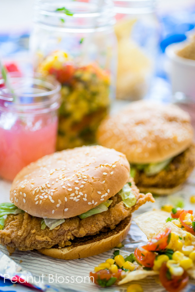 The perfect picnic menu: spicy chicken sandwiches with chunky corn salsa