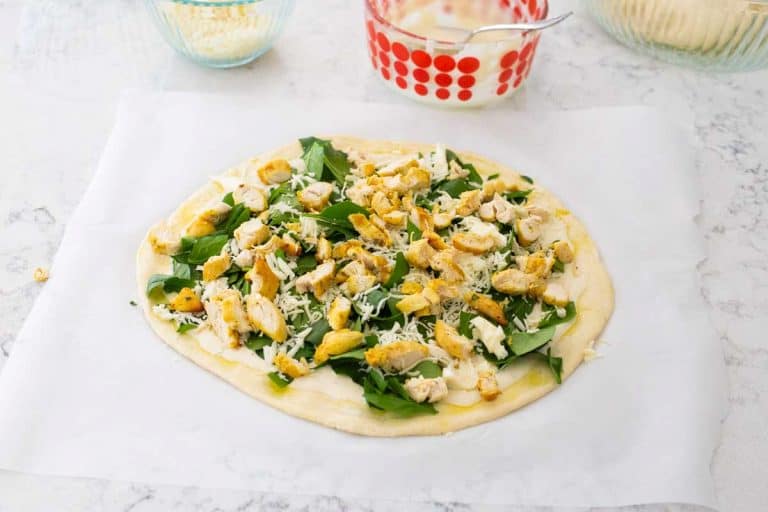 Chicken Spinach Alfredo Pizza - Peanut Blossom