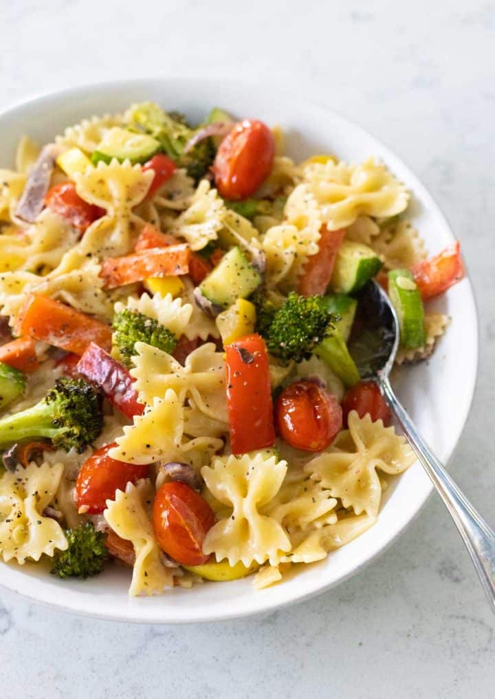 Creamy Farfalle Primavera - Peanut Blossom