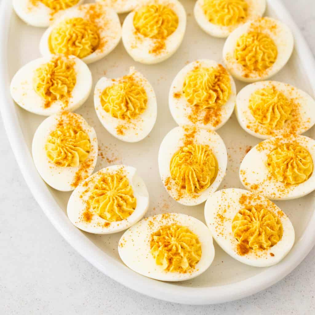 Classic Deviled Eggs {Without Mayo!} - Peanut Blossom